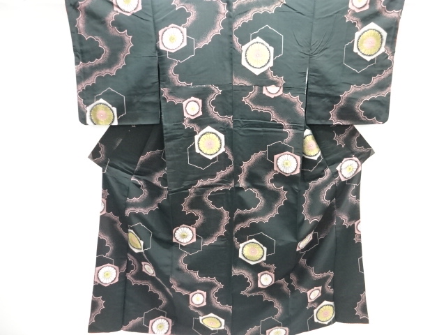 JAPANESE KIMONO / ANTIQUE TAISHO-ROMAN KIMONO / WOVEN CHRYSANTHEMUM PA
